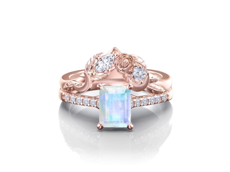 Emerald and deals moonstone ring